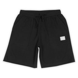 ALAN JONES Cotton Blend Knit AJC Text Patch Detailed Shorts - Black-picture-2