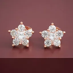 Kushal's Fashion Jewellery 92.5Silver Rose Gold-Plated Floral CZ-Studded Studs-image-84