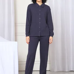 Kanvin Women Shirt Collar Winter Night suit-image-17