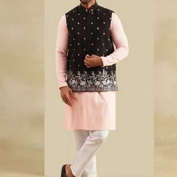 SOJANYA Men Floral Embroidered Cotton Kurta with Pyjama-44