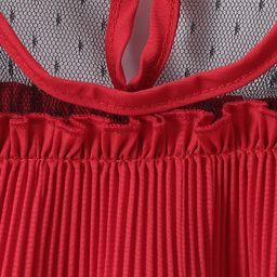 Mark & Mia Sleeveless Top & Shorts Set with Net & Lace Detailing - Red image 5