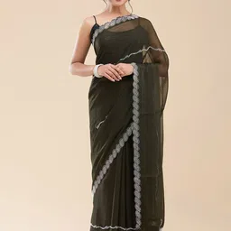 Vervee Couture Ethnic Motifs Beads and Stones Pure Georgette Saree-picture-50