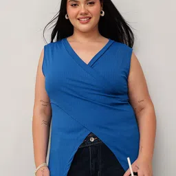 CURVY STREET Women Ribbed Wrap Top-image-76