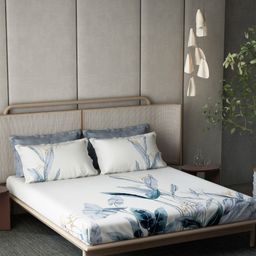 DDecor Blue & White 180 TC Bedsheet with 4 Pillow Covers-picture-19