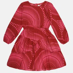 YOUNG BIRDS Girls Geometric Print Fit and Flare Dress-picture-16