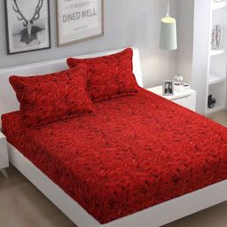 Aura Floral Printed 144 TC King Double Bedsheet with 2 Pillow Covers-image-46