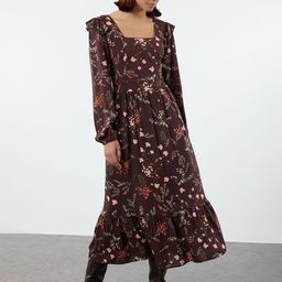 Trendyol Floral Print Puff Sleeve Fit & Flare Midi Dress-image-83