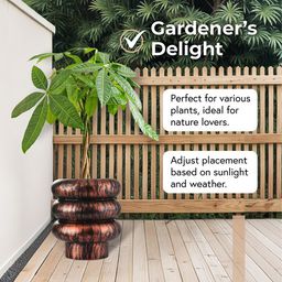 Kuber Industries Brown & Black Rust Ring TexturedPlanters image 3