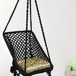 Patiofy Black Cotton Square Comfortable Hammock Swing Chair With Cushion-image-76