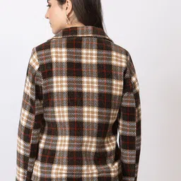 Navsha Checked Single-Breasted Overcoat image 5