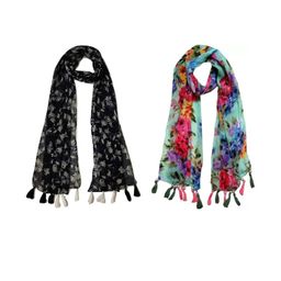 StoleVilla Multicoloured Floral Chiffon Stoles-image-38