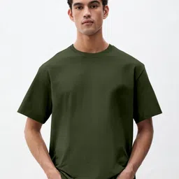 Q CUT Drop-Shoulder Sleeves Pure Cotton Oversized T-shirt-image-59