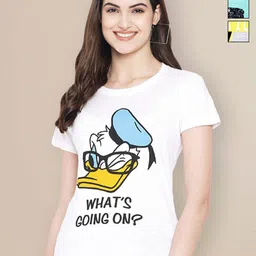 Metronaut Women Pack of 3 Donald Duck Typography Printed Round Neck Cotton T-shirts-image-83