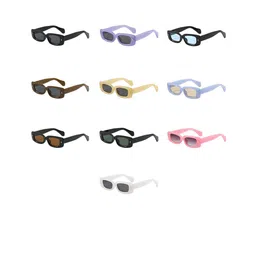 AUGEN Unisex Blue Lens & Black Browline Sunglasses with-image-22