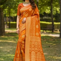Moda Rapido Orange Silk Cotton Woven Design Sarees-picture-7
