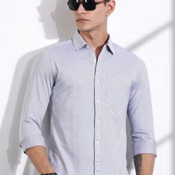 Thomas Scott Men Classic Slim Fit Horizontal Stripes Opaque Striped Casual Shirt-image-72