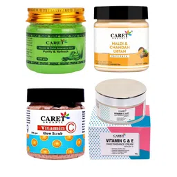 CARET ORGANIC Set Of 4 Aloevera Gel-100 g- Face Pack- 100 g- Scrub- 100 g & Cream- 50 g-7