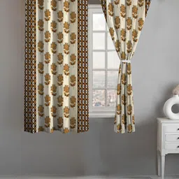 Lunar Days Brown Set of 2 Floral Room Darkening Window Curtain-image-20