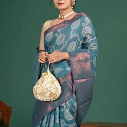 HELLA FASHIONS Woven Design Zari Art Silk Saree-image-88