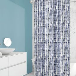 ArtzFolio White & Blue Abstract Printed Waterproof Shower Curtain-image-48