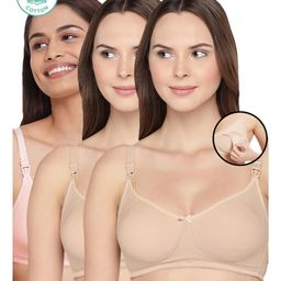 Inner Sense Antimicrobial Maternity Nursing Bras Pack of 3 - Skin Pink-image-11
