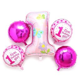 Shopperskart First Birthday Foil Balloon Pack of 5 - Pink-21