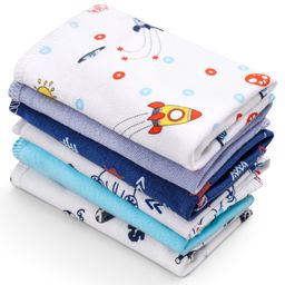 Babyhug 100% Cotton Wash Cloth Pack of 6 - Multicolor-image-84