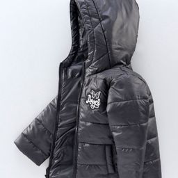Babyhug Full Sleeves Quilted Hooded Jacket - Black-image-17
