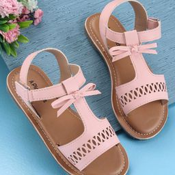 Pine Kids Party Wear Sandals Bow Appliques - Pink-image-20