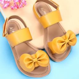 Pine Kids Sandals Bow Applique - Mustard Yellow-image-86