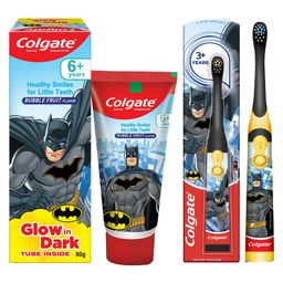 Colgate Baby Kids Batman Battery Powered Electric Toothbrush Extra Soft Bristles - Multicolor & Kids Toothpaste Gentle Protection Batman Bubble Fruit Flavour- 80 g-image-43