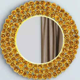 Urban Hamlet Handcrafted Golden Rose Frame Decorative Wall Mirror-image-55