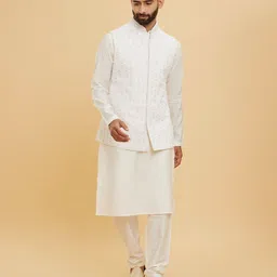 Twamev Men Regular Sequinned Kurta with Churidar And Jacket-picture-9