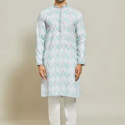 Arihant Rai Sinha Geometric Printed Mandarin Collar Pure Cotton Kurta with Trouser-picture-25