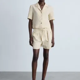 MANGO Women Linen Shorts-image-64