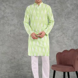 SKAVIJ Men Printed Regular Pure Cotton Kurta with Pyjamas-11