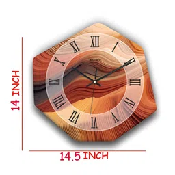 OLIVE TREE Brown & Camel Brown Printed Geometric Wall Clock image 3