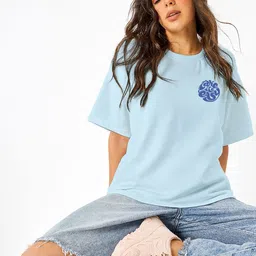 Crazymonk Women Typography Printed Round Neck Cotton Oversized T-shirt-picture-48