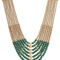 Radhe Creation Men Gold-Plated Moti Mala Pearls Beaded Seven Layered Necklace-image-77