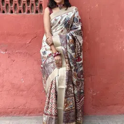 Nityanta Fab women Floral Jute Silk Handloom Saree-image-5