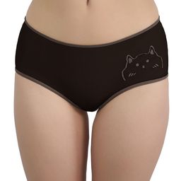 Moda Rapido Printed Seamless Mid-Rise Basic Briefs CAT_BLACK_XS-31