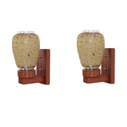 1ST TIME Pack of 2 Gold-Toned Glass Cylinder Shaped Wall Lamp-picture-47