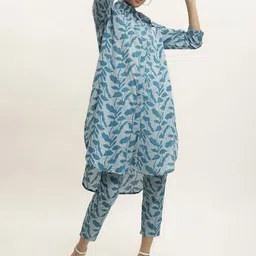 BLACK & BLAH BLAH Relaxed Fit Block Printed Pure Cotton Kurta and Trouser (Set of 2)-picture-16