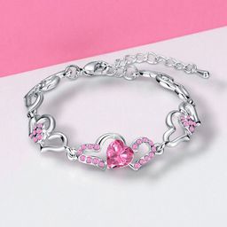 Oviya Rhodium-Plated Crystals Studded Wraparound Bracelet-image-50