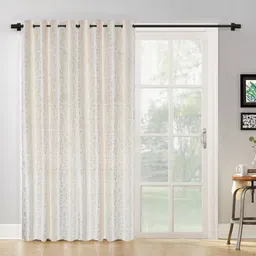 HOSTA HOMES Cream-Coloured & White Set of 2 Geometric Black Out Door Curtain-13