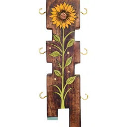 AAKRITI ART CREATIONS Brown & Yellow Sunflower Wooden Key Hanger-48