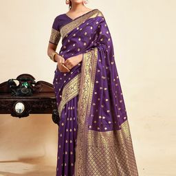 KALINI Floral Zari Silk Blend Banarasi Saree-image-84