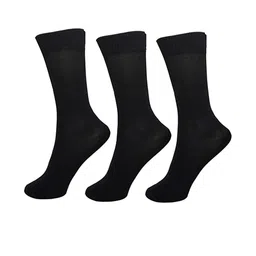 Akeeta Pack Of 3 Cotton Black Plain Calf Length Socks-picture-48