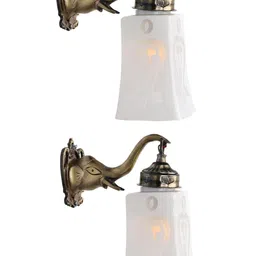 SOMIL set of 2 White Printed Glass Cylinder Shaped Wall Lamp-7