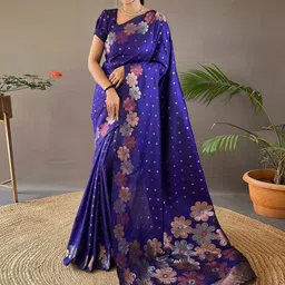HERE&NOW Woven Design Pure Silk Banarasi Saree-image-24
